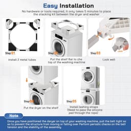 Wasmachine Droger Stapelaar - Apparaat Ophoger - Ruimte Besparen - Verstelbaar Frame - 46 tot 66 cm — thumbnail 5