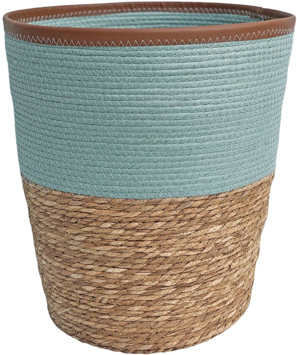 Lavandoux - Wasmand - Zeegras - Naturel en Blauw - M: Ø40 x H47 cm — afbeelding 1