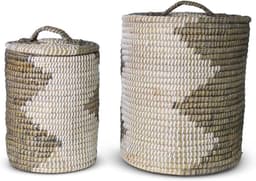 CLVP® Rieten Wasmand met Deksel - 40x40x48 cm — thumbnail 1