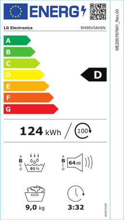 LG RH90V5AV6N 9 kg warmtepompdroger, wit | Eco Hybrid™ | Allergy Care™ | zelfreinigende condensor — thumbnail 2