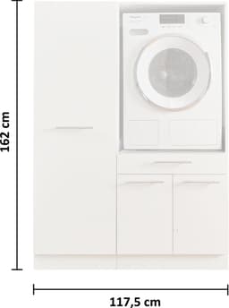 Laundry Wasmachine verhoger met lade en Linnenkast - Wasmachine ombouwkast - Wasmachine kast - Wit - Hoogte 162 cm - Wasmachine ombouw meubel — thumbnail 4
