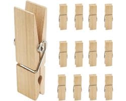 Grote Houten Wasknijpers - Set van 12 Stuks, 7,2 cm lang en 1,8 cm breed