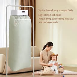 Draagbare elektrische wasdroger, opvouwbaar droogrek voor babykleding met 3 snelheidsstanden, reisvriendelijke hangende wasdroger met digitaal display — thumbnail 4