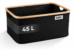 DARI. Opvouwbare Wasmand 45L – Heupwasmand – Wasmanden – Opbergmand – Wasbox – Bamboe – Zwart — thumbnail 1