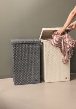 Handed By - Wasmand met deksel - Opbergmand - 81 liter - Cube XL - champagne — thumbnail 2