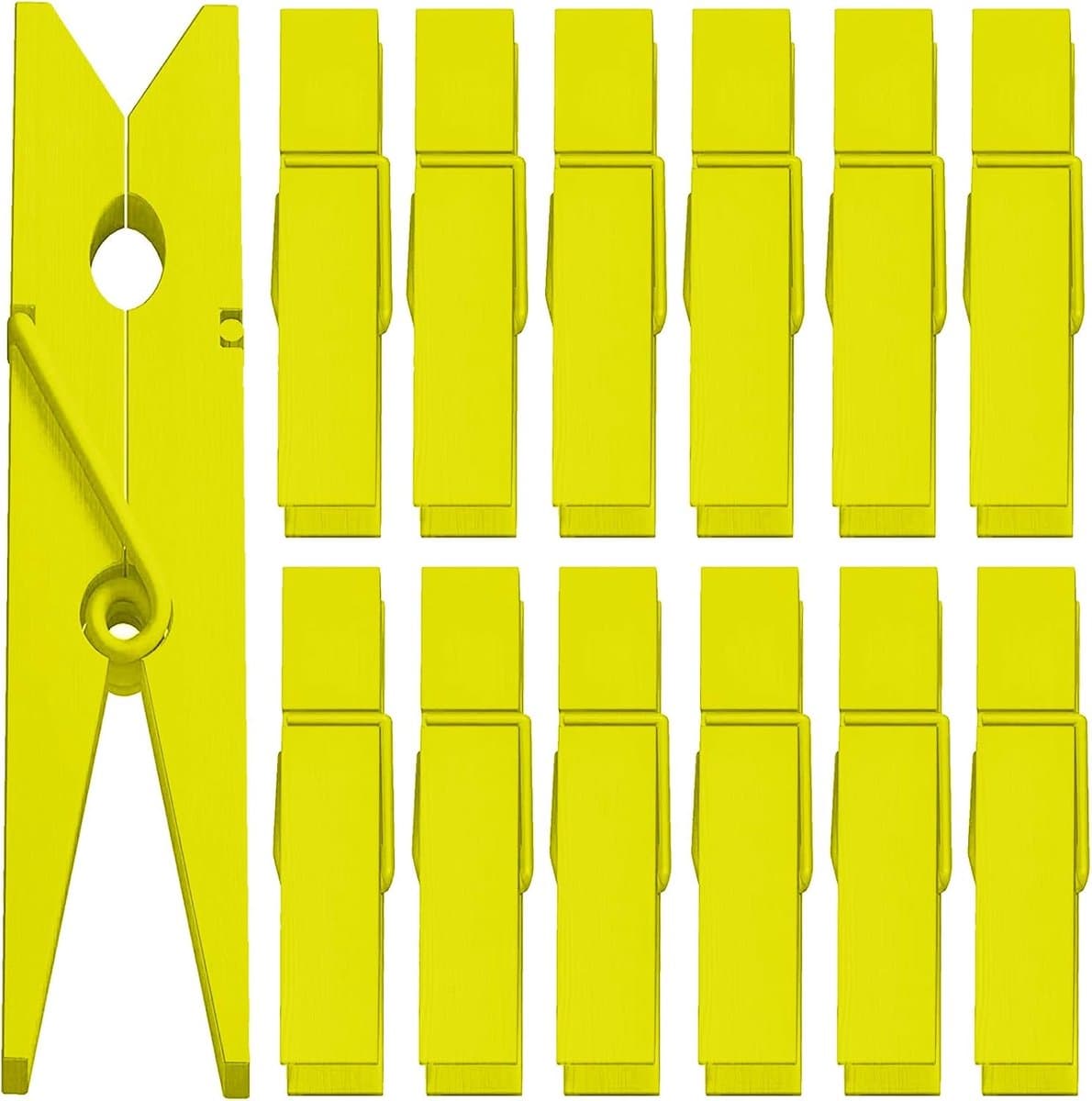 50 stuks kleurrijke houten wasknijpers 2,75 inch – Geel – Multifunctionele clips voor decoratie, foto’s en knutselen — afbeelding 1