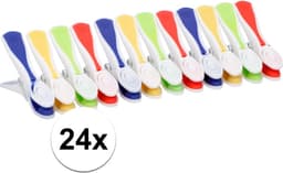 Wasknijpers - 24x stuks - multi-kleur - kunststof - wasspelden — thumbnail 2