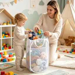 Opvouwbare 70L Mesh Ademende Kleding Mand met Handvat — thumbnail 3