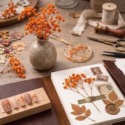 Gedroogde oranje gypsophila, voor woon- en trouwdecoratie — thumbnail 4