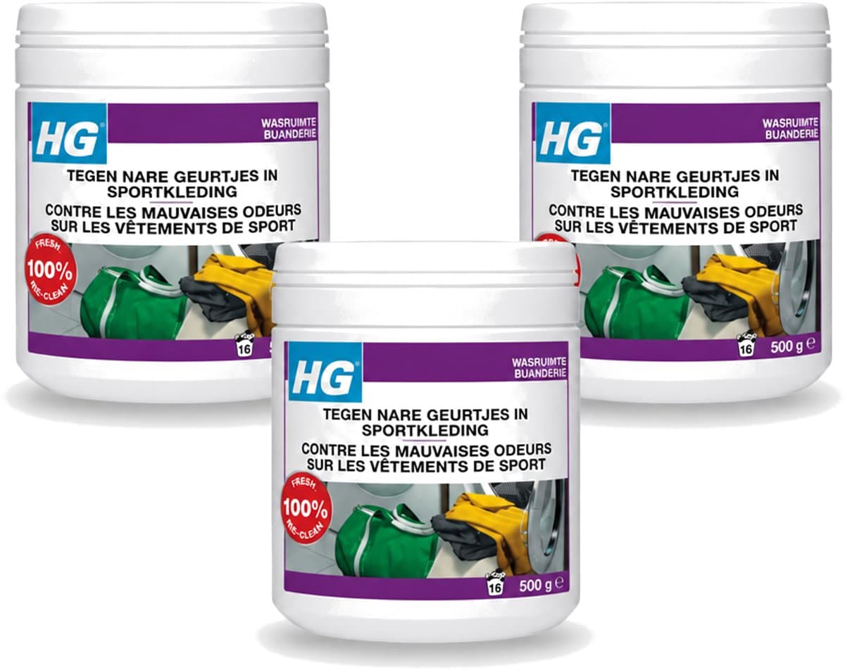 3 x HG - Wasruimte - Tegen Nare Geurtjes In Sportkleding - Wasmiddeltoevoeging - 500 g - Voordeelverpakking - 3 stuks — afbeelding 1