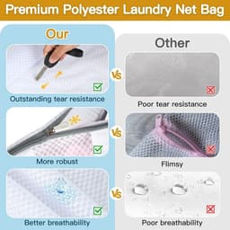 Set van 6 Wasnetten voor Wasmachine, 5 Formaten Herbruikbare Waszakken met Rits en Handvatten, Ideaal voor Kleding, Ondergoed en Babykleding — thumbnail 2