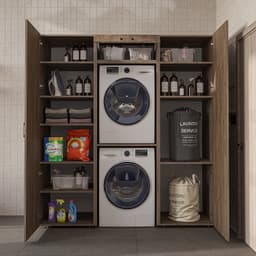 Roomart DUO-I Wasmachine Ombouwkast 187x205 cm - Kastenwand met 2 Hoge Kasten 60 - Eiken — thumbnail 5