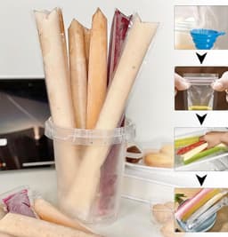 Herbruikbare Waterijskoudbakjes met Trechter - Transparant - 5,5 x 28 cm - Duurzaam PE Materiaal - Voor Zelfgemaakte IJsjes en Smoothies — thumbnail 2