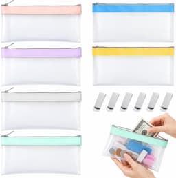 Transparante Geldzak Set van 6 - Klein - PVC Muntzakken met Rits - Voor Documenten en Cosmetica — thumbnail 1