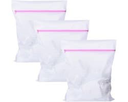 Set van 3 wasnetten 50 cm x 60 cm, fijne mesh waszakken, herbruikbare waszakken met rits voor kleding en delicate stoffen