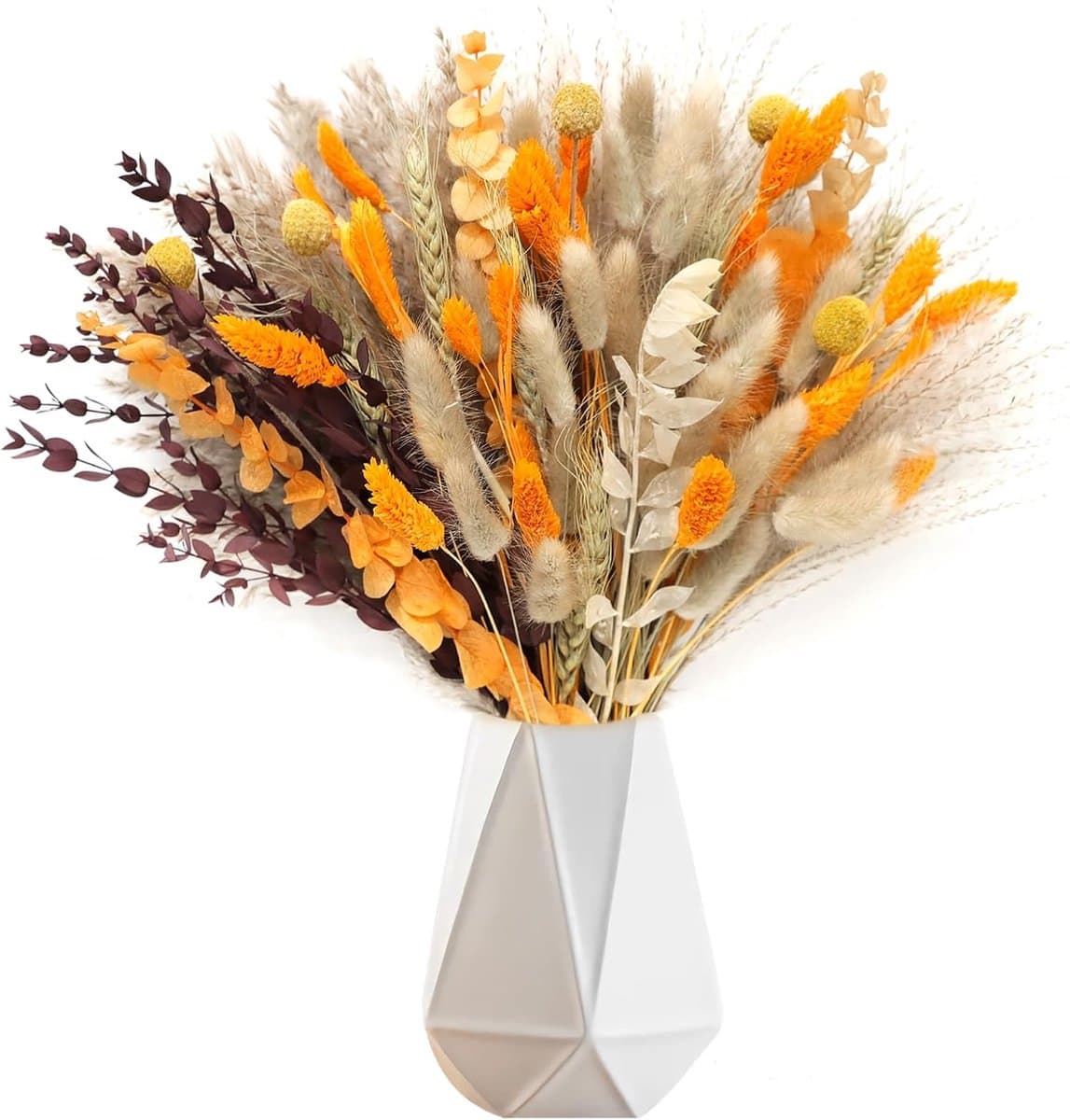 105 stuks herfstdecoratie herfstdecoraties - pluizige gedroogde bloem boeket tafel boho natuurlijke bloemen gedroogde konijnenstaarten voor Thanksgiving & bruiloft arrangement — afbeelding 1