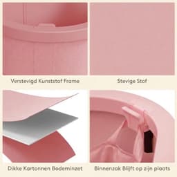 Wasmand met 3 Vakken – Opvouwbare Wasmand met Uitneembare Waszakken, Handgrepen en Ruime Vakken voor Kleding en Wasgoed — thumbnail 4