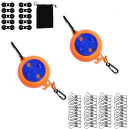 Set van 2 stuks - Uitschuifbare waslijn voor kamperen - Verstelbare reiswaslijn - Draagbare waslijn - Opvouwbare waslijn zonder boren - 10 m campingwaslijn - Geschikt voor binnen/buiten, kamperen, reizen en terras (oranje) — thumbnail 1