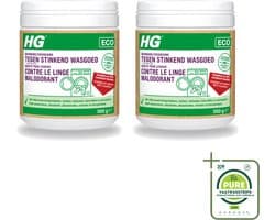 2 x HG ECO - Wasmiddeltoevoeging Tegen Stinkend Wasgoed - Effectieve Formule - 16 Wasbeurten - 500 g - Grootverpakking - Vaatwasstrips - Wasmiddel - Stankmoleculen - Wasgoed - Wasmiddeltoevoeging - Stinkend Wasgoed