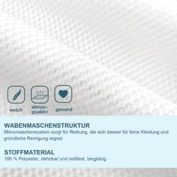 Wasnetten fijne was 30 x 40 cm – 3 stuks, honingraatmesh met rits, polyester, wit — thumbnail 2