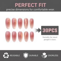 1 set, valse nageltips, vierkante gladde kunstnagels, kort nageldesign, nude tot donkere wijnverloop, voor dagelijkse stijl en speciale gelegenheden, 1 cm, roze goud — thumbnail 4