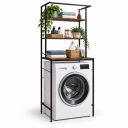 Wasmachine rek - 161x66x40 cm - bruin-zwart — thumbnail 1