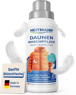HEITMANN Donswasverzorging 250 ml, vloeibaar wasmiddel voor natuurlijke donsbescherming, donswasmiddel voor zachte reiniging van dons, wol, kasjmier en zijde, behoudt vulkracht en warmte — thumbnail 1