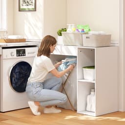 Kast boven de wasmachine-badkamerorganizer boven het toilet met open opbergvakken voor de badkamer-wit — thumbnail 3