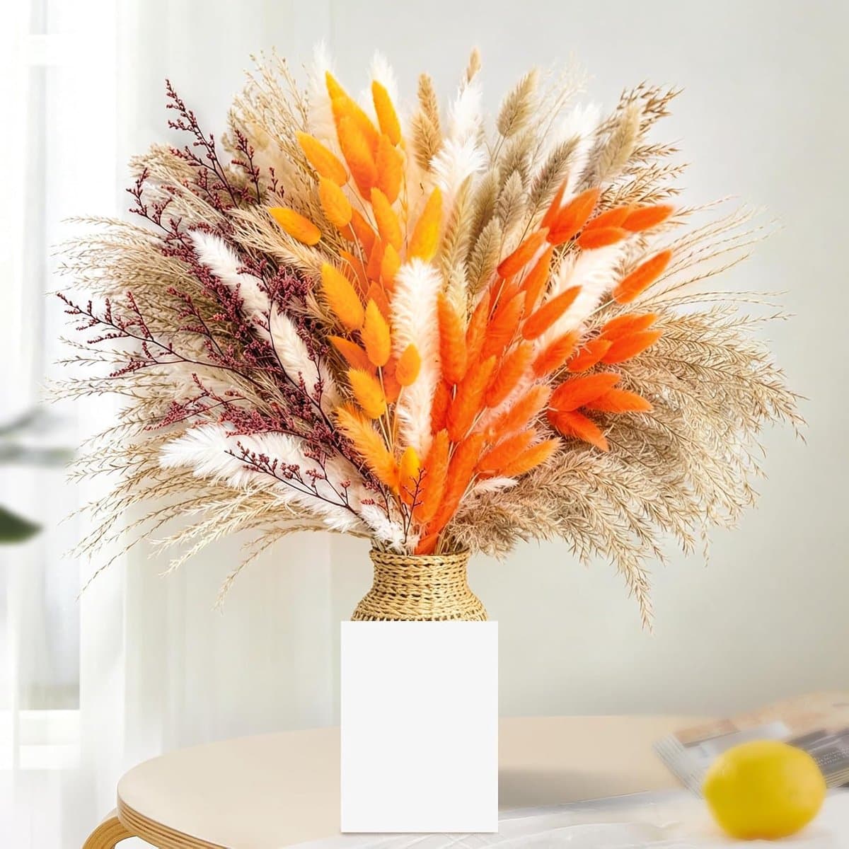 Gedroogde pampasbloemen, decoratie, pluizige, gedroogde bloemen, plant voor rustiek, boho, tafel, huis, woonkamer, bruiloft, herfstdecoratie — afbeelding 1