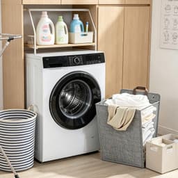 Opvouwbare wasmand voor aan de muur – Draagbare hangende wasmand voor in de kast (middengrijs) — thumbnail 3