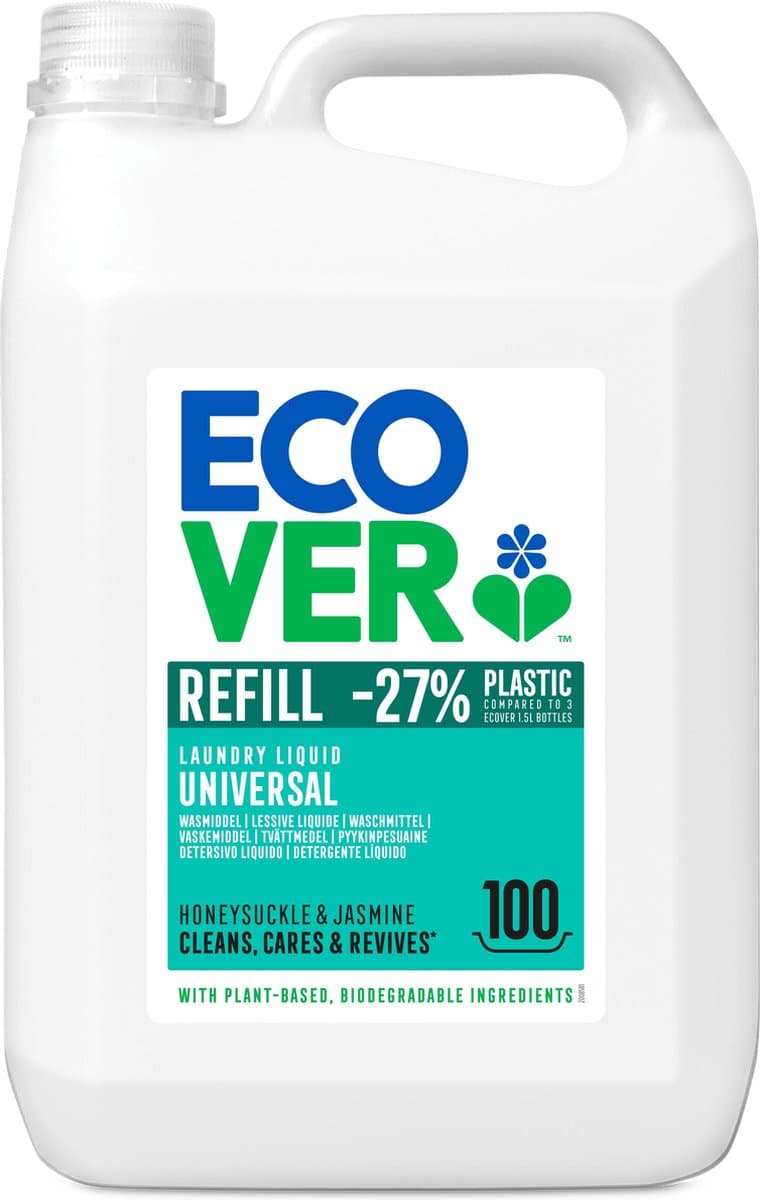Ecover - Vloeibaar Wasmiddel Universal - Grootverpakking 5 L - 100 wasbeurten - Plantaardig & Biologisch afbreekbaar - Krachtige reiniging bij 20°C - Frisse geur — afbeelding 1