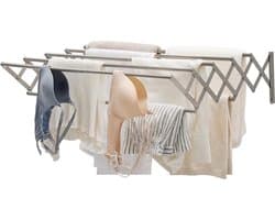 Klarven® Wanddroogrek Zilver Inklapbaar - Uitschuifbaar, met handdoekhouder en kledinghanger - H 80 x B 59 x D 19 cm