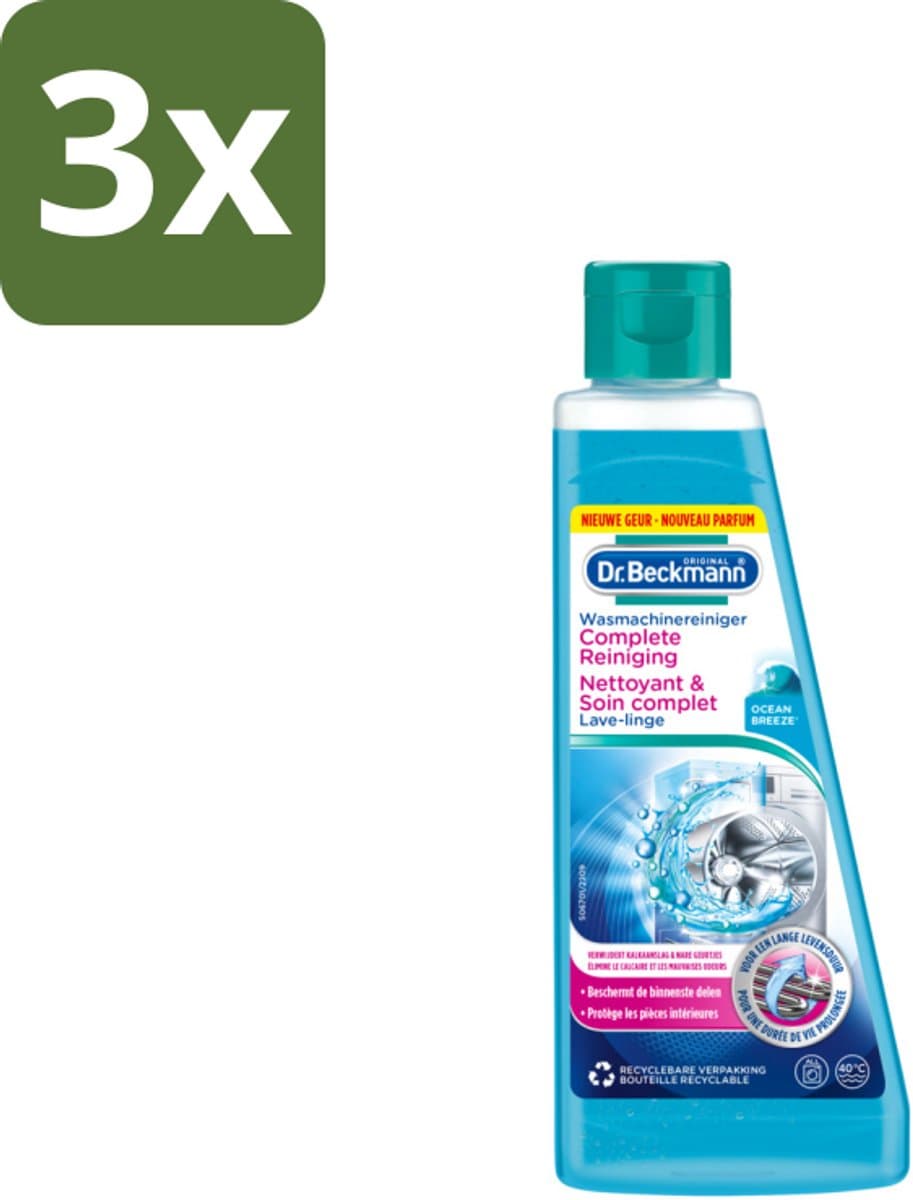 3 x Dr.Beckmann - Wasmachinereiniger - Ocean Breeze - Anti-Kalk - 250 ml - Wasmachine Reinigen - Kalk Verwijderen - Wasmachine Reinigingsmiddel - Anti-kalk - Wasmachine Geur — afbeelding 1