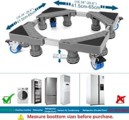 Onderstel Wasmachine - Verrijdbaar Frame - Apparaten Verplaatsen - Verstelbare Maat - 41.5-65cm - Grijs — thumbnail 3