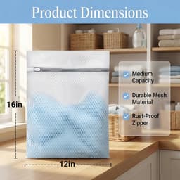 3 Stuks Wasnetten met Rits - Waszakjes - Waszakken - Laundry Bag - Waszakken Van Gaas - Waszakken voor Wasgoed - Duurzame Wasmachinezakken - 12 X 16 Inch - Voor Lingerie, Bh's, Sokken, Kleding en Reisorganisatie — thumbnail 5