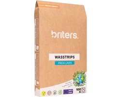 Briters Wasstrips Fresh Linen 100 wasbeurten - Plasticvrij Verpakt - V Label gecertificeerd (vegan) - Dermatest goedgekeurd (hypoallergeen) biologisch afbreekbaar Europese Productie - 30 dagen proberen