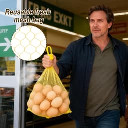 Mesh Produce Bags - Groente Netten - Boodschappen Doen - Ademend Materiaal - 100 Stuks - Geel — thumbnail 2