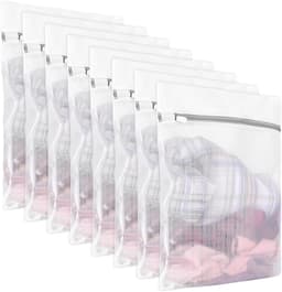 Wäschenetz Set - Wäschesäcke Feinwäsche - 8 Stuks 40x30cm - Versteckte Rits Mesh - Wasmachine Ondergoed Reizen - Wit Transparant — thumbnail 1