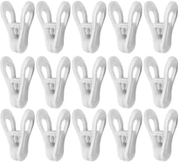 25 stuks- wasknijpers-wasknijpers kunststof -wasknijpers groot-wasknijpers plastic -Droogrek Knijpers -Knijpers-Binnen en Buiten-Strandlaken Knijpers - Badlaken Clips -Voor Handdoeken, Hoed, Jurken,Badhanddoek-Winddicht-Anti Slip-Wit-7cm — thumbnail 1