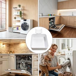 Lekbak Wasmachine - Afvoerbak voor wasmachine - Afvalwaterbak van de wasmachine - Afvalwateropvangbak - 16 × 12cm - Geschikt voor wasmachines - Universeel - Wit - Kunststof — thumbnail 3