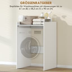 TEKROA® Wasmachine Kast - Wasmachinerek - Badkamerkastje - voorWasmachine en Droger Kast - 64 x 60 x 97,5 cm — thumbnail 5