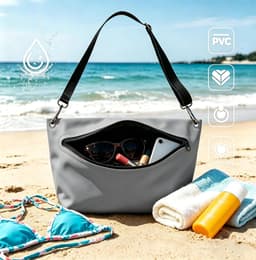Outdoor rugzak, 6 liter, lichte droogtas, met verstelbare schouderriem, geschikt voor kamperen, wandelen, strand, kajakken, zwemmen, grijs, Waterdichte tas met schouderriem — thumbnail 4