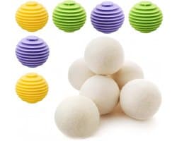 6 wasballen voor wasdroger + 6 wasballen, herbruikbaar, schapenwol voor wasdroger, wasballen voor wasmachine, zacht voor het wassen voor thuis, kleding reiniging