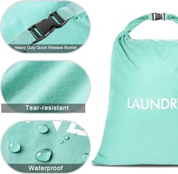 Waszak voor op reis, 2 stuks, nylon waterdichte waszakken met rolsluiting, 2 maten, opvouwbare vuile waszak voor camping en reizen — thumbnail 5