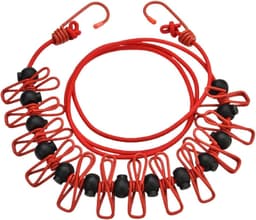 Reiswaslijn met Clips - Kledinglijn Touw - Kleding Drogen - Winddicht Ontwerp - 3.7 meter - Rood — thumbnail 1