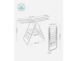 Conway Living® - Droogrek / Wasrek Inklapbaar - Vrijstaand met Verstelbare Vleugels - RVS - Voor Binnen & Buiten - Wit / Zilver