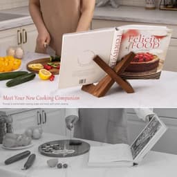 1 stuk - Recepten rek - Platen rek - Platen rek - Boekenrek - Noten rek - Keuken tafel Recepten rek - Platen haak - Stand - Ondersteuning rek - Bruin hout — thumbnail 3