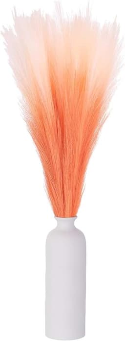 6 stuks vals pampasgras, 45 cm, pluizig pampasgras, decoratief bloemenarrangement voor thuis, bruiloftsdecoraties, oranje kleurverloop — thumbnail 1