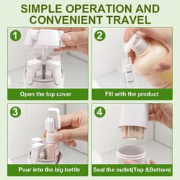 4-in-1 navulbare reisdispenserflessen, reisflessen om te vullen, reisdispenser met schaal en etiket, herbruikbare reisgadgets, dispenserflessen voor shampoo, lotion, douchegel, spoeling (wit) — thumbnail 3