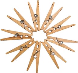 Wasknijpers - Kledinghangers - Kleding ophangen - Roestvrijstalen veer - 10 stuks - Natuurlijk — thumbnail 1